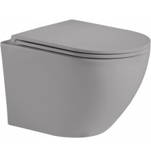 Унитаз подвесной Weltwasser WW Merzbach 004MT-GR безободковый, с микролифтом, серый матовый, 37x49 см