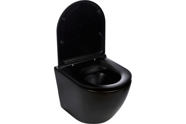 Унитаз подвесной Weltwasser WW Merzbach 004 MT-BL безободковый, с микролифтом, черный матовый, 37x49 см