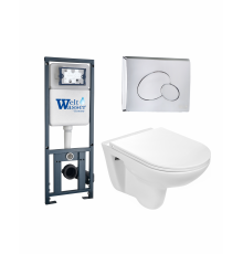 Комплект 3 в 1 инсталляция WeltWasser WW Marberg 410 + Подвесной унитаз WeltWasser Baarbach 004 GL-WT + кнопка хром RD в современном стиле