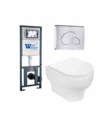 Комплект 3 в 1 инсталляция WeltWasser WW Marberg 410 + Подвесной унитаз WeltWasser Erlenbach 004 GL-WT + кнопка хром RD в современном стиле