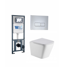 Комплект 3 в 1 инсталляция WeltWasser WW Marberg 410 + Подвесной унитаз WeltWasser Gelbach 004 GL-WT + кнопка хром SE в современном стиле