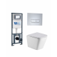 Комплект 3 в 1 инсталляция WeltWasser WW Marberg 410 + Подвесной унитаз WeltWasser Gelbach 004 GL-WT + кнопка хром SE в современном стиле