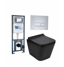 Комплект 3 в 1 инсталляция WeltWasser WW Marberg 410 + Подвесной унитаз WeltWasser Gelbach 004 MT-BL + кнопка хром SE в современном стиле