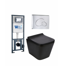 Комплект 3 в 1 инсталляция WeltWasser WW Marberg 410 + Подвесной унитаз WeltWasser Gelbach 004 MT-BL + кнопка хром RD в современном стиле