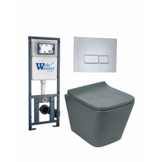 Комплект 3 в 1 инсталляция WeltWasser WW Marberg 410 + Подвесной унитаз Weltwasser WW SK Gelbach 004MT-GR + кнопка хром SE в современном стиле