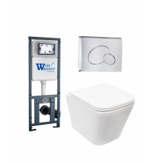 Комплект 3 в 1 инсталляция WeltWasser WW Marberg 410 + Подвесной унитаз Weltwasser Gelbach 004 MT-WT + кнопка хром RD в современном стиле