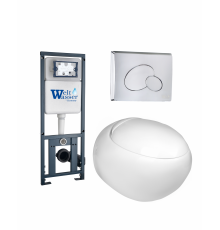Комплект 3 в 1 инсталляция WeltWasser WW Marberg 410 + Подвесной унитаз Weltwasser Jeckenbach 004 GL-WT + кнопка хром RD в стиле hi-tech