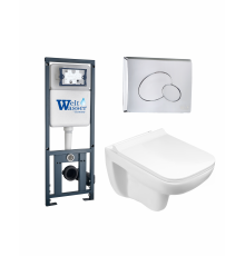 Комплект 3 в 1 инсталляция WeltWasser WW Marberg 410 + Подвесной унитаз Weltwasser Kehlbach 004 GL-WT + кнопка хром RD в современном стиле