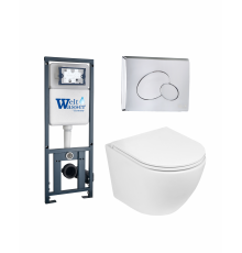 Комплект 3 в 1 инсталляция WeltWasser WW Marberg 410 + Подвесной унитаз Weltwasser Merzbach 041 GL-WT + кнопка хром RD в современном стиле