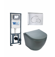Комплект 3 в 1 инсталляция WeltWasser WW Marberg 410 + Подвесной унитаз Weltwasser Merzbach 004 MT-GR + кнопка хром RD в современном стиле