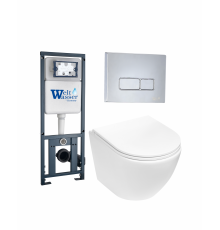 Комплект 3 в 1 инсталляция WeltWasser WW Marberg 410 + Подвесной унитаз Weltwasser Merzbach 004 MT-WT + кнопка хром SE в современном стиле