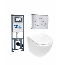 Комплект 3 в 1 инсталляция WeltWasser WW Marberg 410 + Подвесной унитаз Weltwasser Merzbach 004 MT-WT + кнопка хром RD в современном стиле