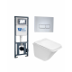 Комплект 3 в 1 инсталляция WeltWasser WW Marberg 410 + Подвесной унитаз Weltwasser Rotbach 004 GL-WT + кнопка хром SE в современном стиле