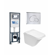 Комплект 3 в 1 инсталляция WeltWasser WW Marberg 410 + Подвесной унитаз Weltwasser Rotbach 004 GL-WT + кнопка хром RD в современном стиле