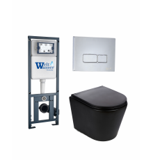 Комплект 3 в 1 инсталляция WeltWasser WW Marberg 410 + Подвесной унитаз Weltwasser Salzbach 004 MT-BL + кнопка хром SE в современном стиле