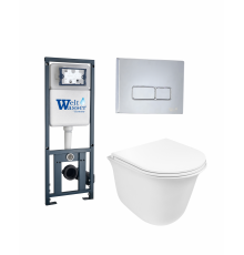 Комплект 3 в 1 инсталляция WeltWasser WW Marberg 410 + Подвесной унитаз Weltwasser Telbach 004 GL-WT + кнопка хром SE в современном стиле