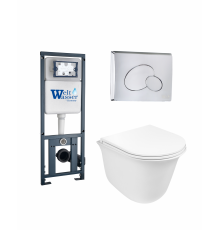 Комплект 3 в 1 инсталляция WeltWasser WW Marberg 410 + Подвесной унитаз Weltwasser Telbach 004 GL-WT + кнопка хром RD в современном стиле