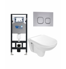 Комплект 3 в 1 инсталляция WeltWasser WW Amberg 506 +  Подвесной унитаз WeltWasser Baarbach 004 GL-WT +  Клавиша смыва WeltWasser WW Amberg RD-CR в современном стиле