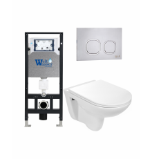 Комплект 3 в 1 инсталляция WeltWasser WW Amberg 506 +  Подвесной унитаз WeltWasser Baarbach 004 GL-WT +  Клавиша смыва WeltWasser WW Amberg RD-MT в современном стиле