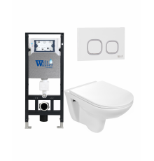 Комплект 3 в 1 инсталляция WeltWasser WW Amberg 506 +  Подвесной унитаз WeltWasser Baarbach 004 GL-WT +  Клавиша смыва WeltWasser WW Amberg RD-WT в современном стиле