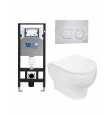 Комплект 3 в 1 инсталляция WeltWasser WW Amberg 506 +  Подвесной унитаз WeltWasser Erlenbach 004 GL-WT +  Клавиша смыва WeltWasser WW Amberg RD-MT в современном стиле