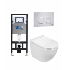 Комплект 3 в 1 инсталляция WeltWasser WW Amberg 506 +  Подвесной унитаз WeltWasser Heimbach 004 GL-WT +  Клавиша смыва WeltWasser WW Amberg RD-MT в современном стиле