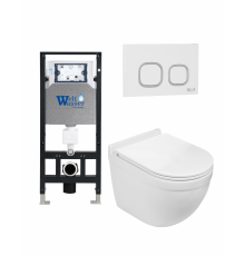 Комплект 3 в 1 инсталляция WeltWasser WW Amberg 506 +  Подвесной унитаз WeltWasser Heimbach 004 GL-WT +  Клавиша смыва WeltWasser WW Amberg RD-WT в современном стиле
