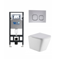 Комплект 3 в 1 инсталляция WeltWasser WW Amberg 506 +  Подвесной унитаз WeltWasser Gelbach 004 GL-WT +  Клавиша смыва WeltWasser WW Amberg RD-CR в современном стиле