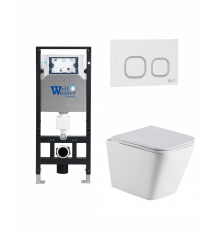 Комплект 3 в 1 инсталляция WeltWasser WW Amberg 506 +  Подвесной унитаз WeltWasser Gelbach 004 GL-WT +  Клавиша смыва WeltWasser WW Amberg RD-WT в современном стиле