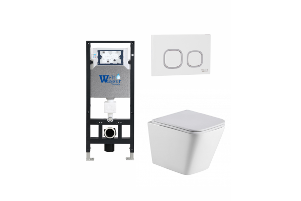Комплект 3 в 1 инсталляция WeltWasser WW Amberg 506 +  Подвесной унитаз WeltWasser Gelbach 004 GL-WT +  Клавиша смыва WeltWasser WW Amberg RD-WT в современном стиле