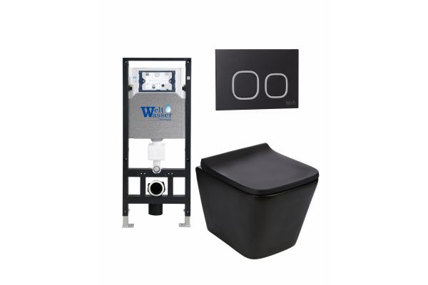 Комплект 3 в 1 инсталляция WeltWasser WW Amberg 506 +  Подвесной унитаз WeltWasser Gelbach 004 MT-BL +  Клавиша смыва WeltWasser WW Amberg RD-BL в современном стиле