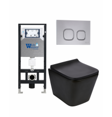 Комплект 3 в 1 инсталляция WeltWasser WW Amberg 506 +  Подвесной унитаз WeltWasser Gelbach 004 MT-BL +  Клавиша смыва WeltWasser WW Amberg RD-CR в современном стиле