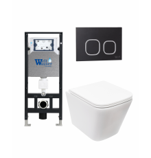 Комплект 3 в 1 инсталляция WeltWasser WW Amberg 506 +  Подвесной унитаз WeltWasser Gelbach 004 MT-WT +  Клавиша смыва WeltWasser WW Amberg RD-BL в современном стиле