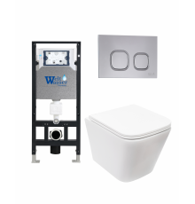 Комплект 3 в 1 инсталляция WeltWasser WW Amberg 506 +  Подвесной унитаз WeltWasser Gelbach 004 MT-WT +  Клавиша смыва WeltWasser WW Amberg RD-CR в современном стиле