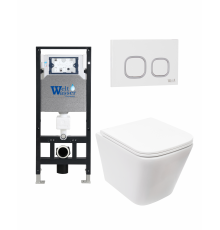 Комплект 3 в 1 инсталляция WeltWasser WW Amberg 506 +  Подвесной унитаз WeltWasser Gelbach 004 MT-WT +  Клавиша смыва WeltWasser WW Amberg RD-WT в современном стиле