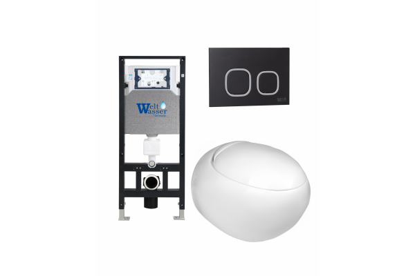 Комплект 3 в 1 инсталляция WeltWasser WW Amberg 506 +  Подвесной унитаз WeltWasser Jeckenbach 004 GL-WT +  Клавиша смыва WeltWasser WW Amberg RD-BL в стиле hi-tech