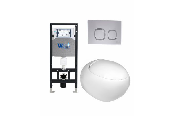 Комплект 3 в 1 инсталляция WeltWasser WW Amberg 506 +  Подвесной унитаз WeltWasser Jeckenbach 004 GL-WT +  Клавиша смыва WeltWasser WW Amberg RD-CR в стиле hi-tech
