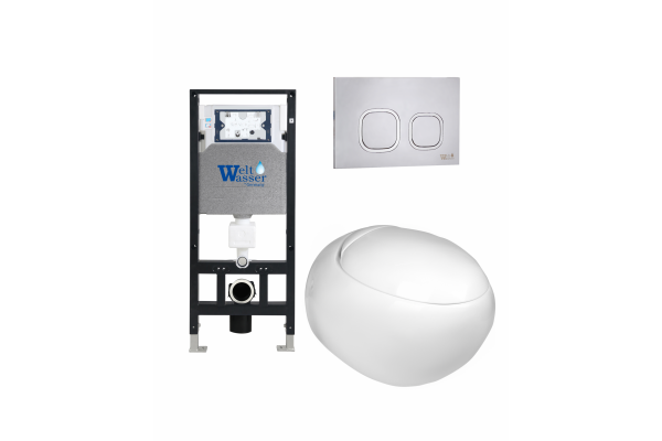 Комплект 3 в 1 инсталляция WeltWasser WW Amberg 506 +  Подвесной унитаз WeltWasser Jeckenbach 004 GL-WT +  Клавиша смыва WeltWasser WW Amberg RD-MT в стиле hi-tech