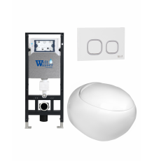 Комплект 3 в 1 инсталляция WeltWasser WW Amberg 506 +  Подвесной унитаз WeltWasser Jeckenbach 004 GL-WT +  Клавиша смыва WeltWasser WW Amberg RD-WT в стиле hi-tech