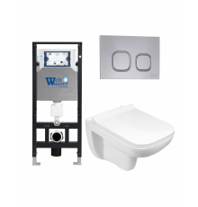 Комплект 3 в 1 инсталляция WeltWasser WW Amberg 506 +  Подвесной унитаз WeltWasser Kehlbach 004 GL-WT +  Клавиша смыва WeltWasser WW Amberg RD-CR в современном стиле