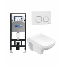 Комплект 3 в 1 инсталляция WeltWasser WW Amberg 506 +  Подвесной унитаз WeltWasser Kehlbach 004 GL-WT +  Клавиша смыва WeltWasser WW Amberg RD-WT в современном стиле