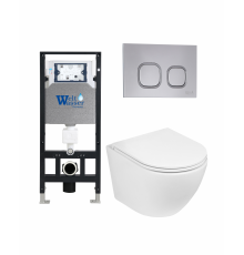Комплект 3 в 1 инсталляция WeltWasser WW Amberg 506 +  Подвесной унитаз WeltWasser Merzbach 041 GL-WT +  Клавиша смыва WeltWasser WW Amberg RD-CR в современном стиле