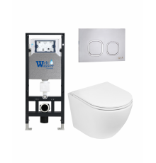 Комплект 3 в 1 инсталляция WeltWasser WW Amberg 506 +  Подвесной унитаз WeltWasser Merzbach 041 GL-WT +  Клавиша смыва WeltWasser WW Amberg RD-MT в современном стиле