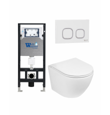 Комплект 3 в 1 инсталляция WeltWasser WW Amberg 506 +  Подвесной унитаз WeltWasser Merzbach 041 GL-WT +  Клавиша смыва WeltWasser WW Amberg RD-WT в современном стиле