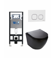 Комплект 3 в 1 инсталляция WeltWasser WW Amberg 506 +  Подвесной унитаз WeltWasser Merzbach 004 MT-BL +  Клавиша смыва WeltWasser WW Amberg RD-WT в современном стиле