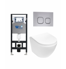 Комплект 3 в 1 инсталляция WeltWasser WW Amberg 506 +  Подвесной унитаз WeltWasser Merzbach 004 MT-WT +  Клавиша смыва WeltWasser WW Amberg RD-CR в современном стиле