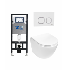 Комплект 3 в 1 инсталляция WeltWasser WW Amberg 506 +  Подвесной унитаз WeltWasser Merzbach 004 MT-WT +  Клавиша смыва WeltWasser WW Amberg RD-WT в современном стиле