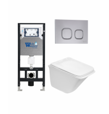 Комплект 3 в 1 инсталляция WeltWasser WW Amberg 506 +  Подвесной унитаз WeltWasser Rotbach 004 GL-WT +  Клавиша смыва WeltWasser WW Amberg RD-CR в современном стиле