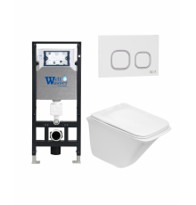 Комплект 3 в 1 инсталляция WeltWasser WW Amberg 506 +  Подвесной унитаз WeltWasser Rotbach 004 GL-WT +  Клавиша смыва WeltWasser WW Amberg RD-WT в современном стиле