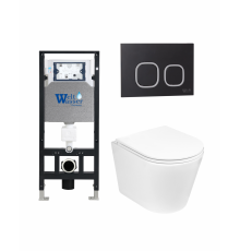 Комплект 3 в 1 инсталляция WeltWasser WW Amberg 506 +  Подвесной унитаз WeltWasser Salzbach 004 GL-WT +  Клавиша смыва WeltWasser WW Amberg RD-BL в современном стиле